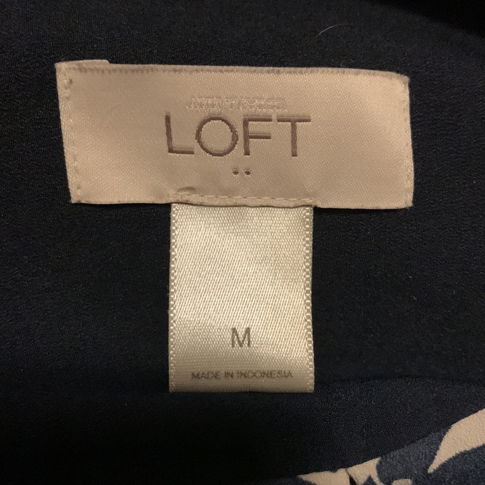 Loft, Medium, Collared Button Down Navy Blue & Wh… - image 6